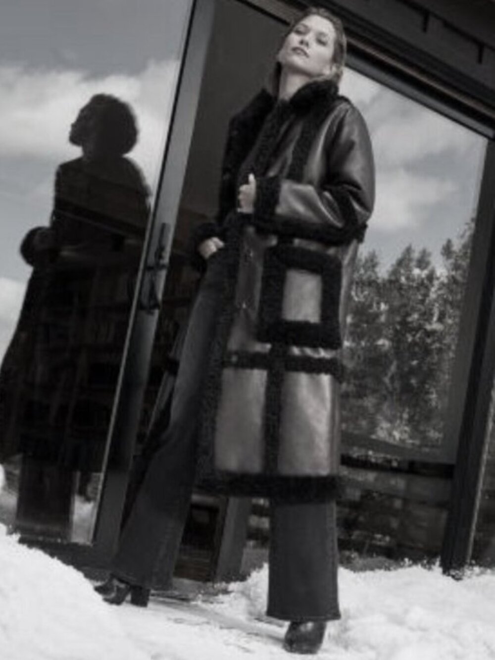 💥SHOWSTOPPER💥PREMIUM VEGAN LEATHER & SHEARLING FUR PATRICE OVERSIZED BORG COAT